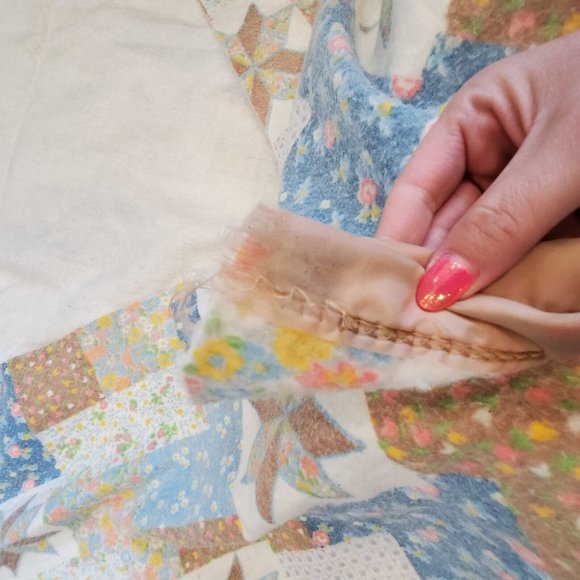 Vintage Beacon Patchwork Floral 8 Point Star Faux Quilt Thermal Blanket‎ 87x71 - Picture 6 of 9